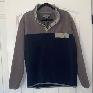 Southern Grit Men's Gray and Navy Fleece Pullover Sweater